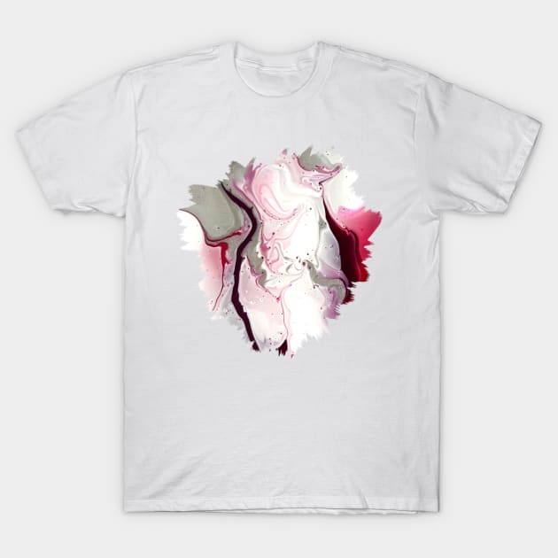 Red/Purple/White Acrylic Pour Painting T-Shirt by Designs_by_KC